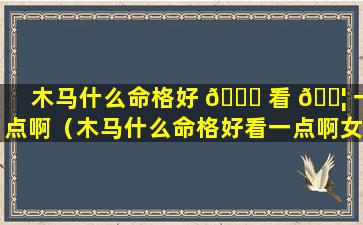 木马什么命格好 🍀 看 🐦 一点啊（木马什么命格好看一点啊女生）